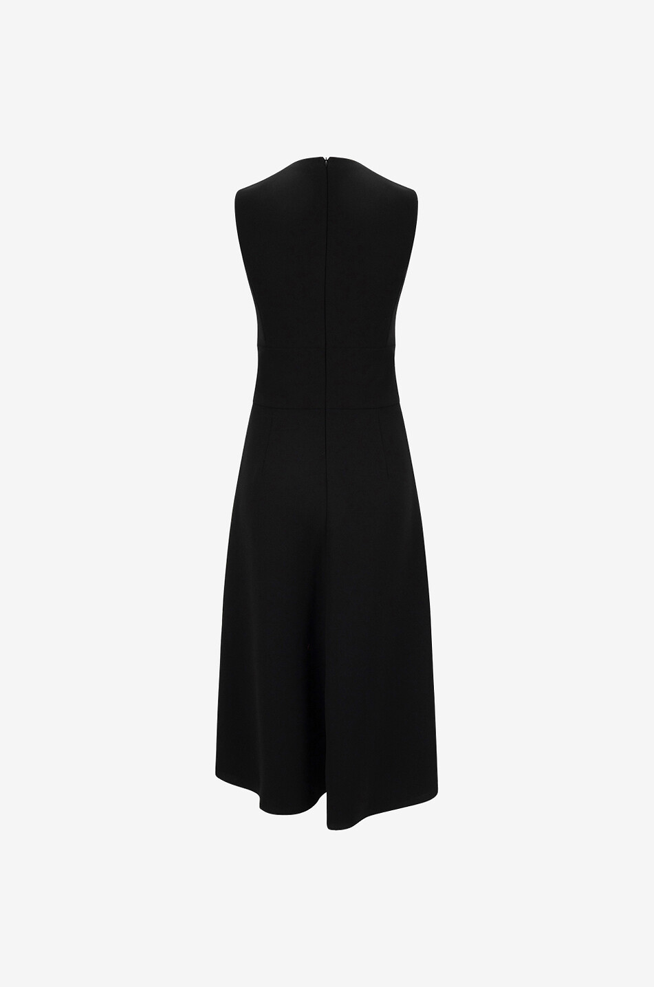 Robe midi sans manches en crêpe à boucle bijou