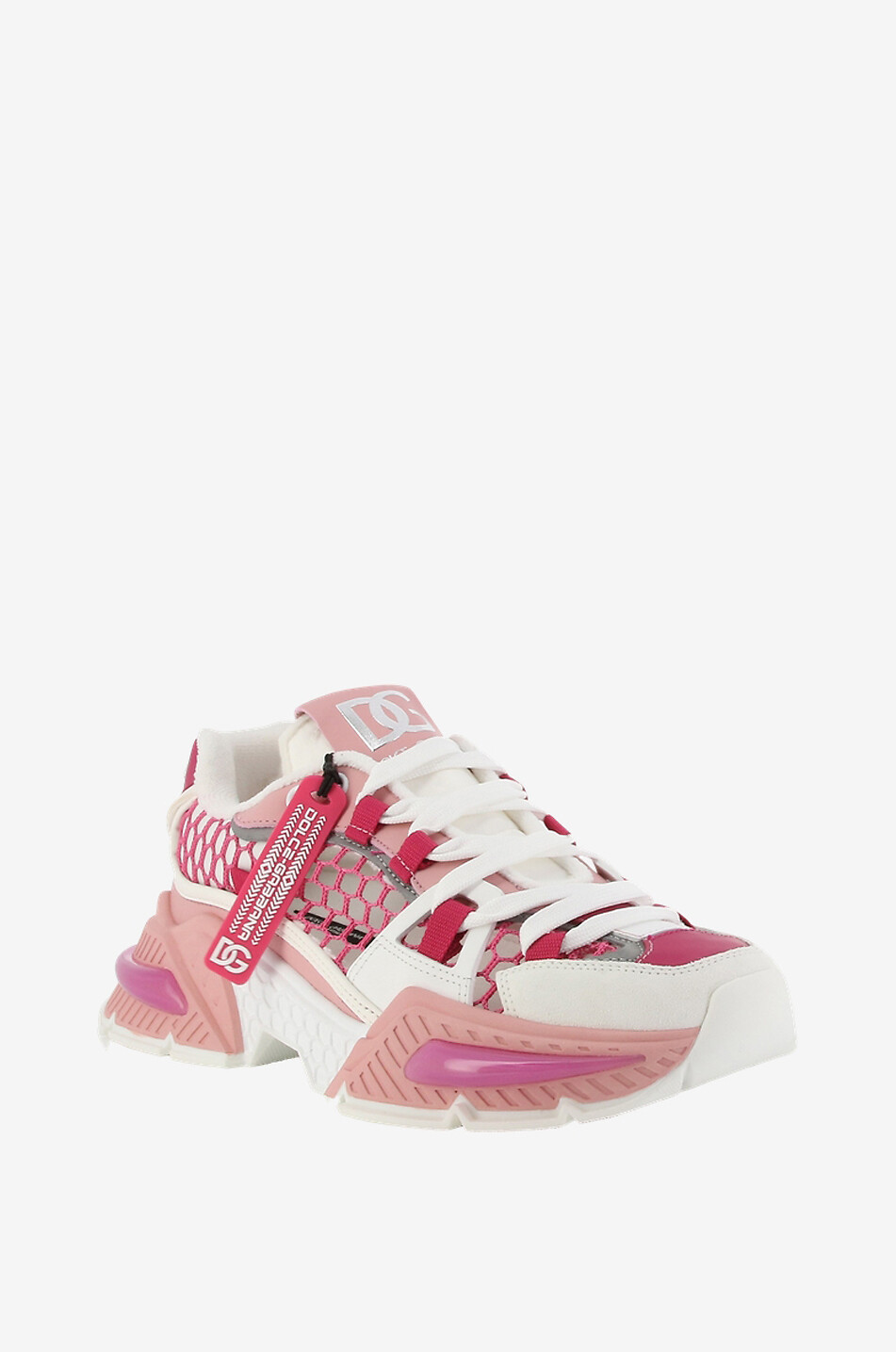 DOLCE & GABBANA Baskets basses en résille et cuir Airmaster Femme ROSE 1