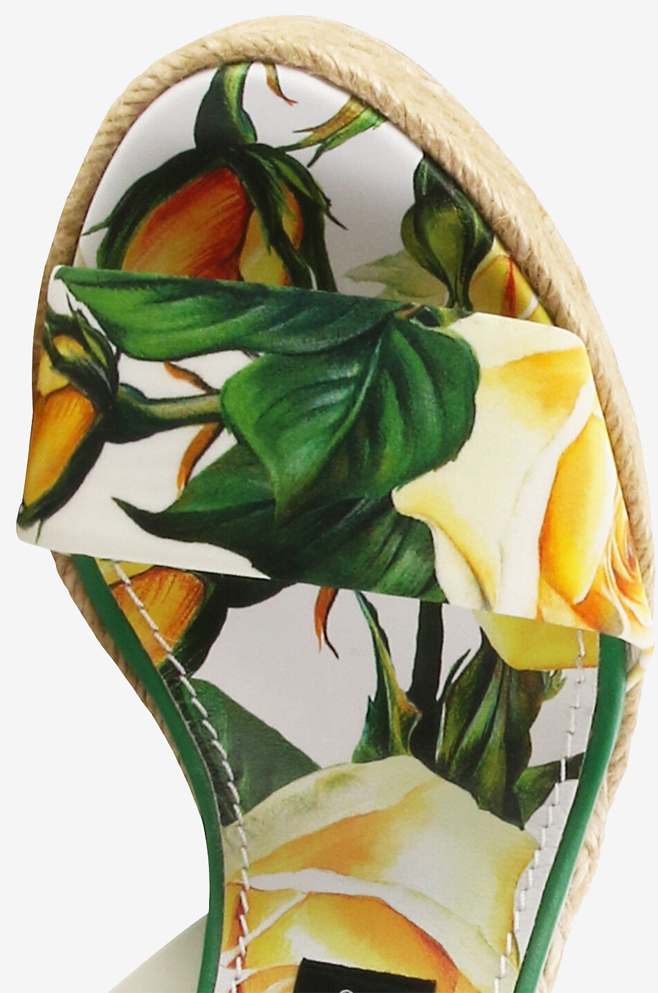 Lolita 90 yellow rose printed charmeuse wedge espadrilles