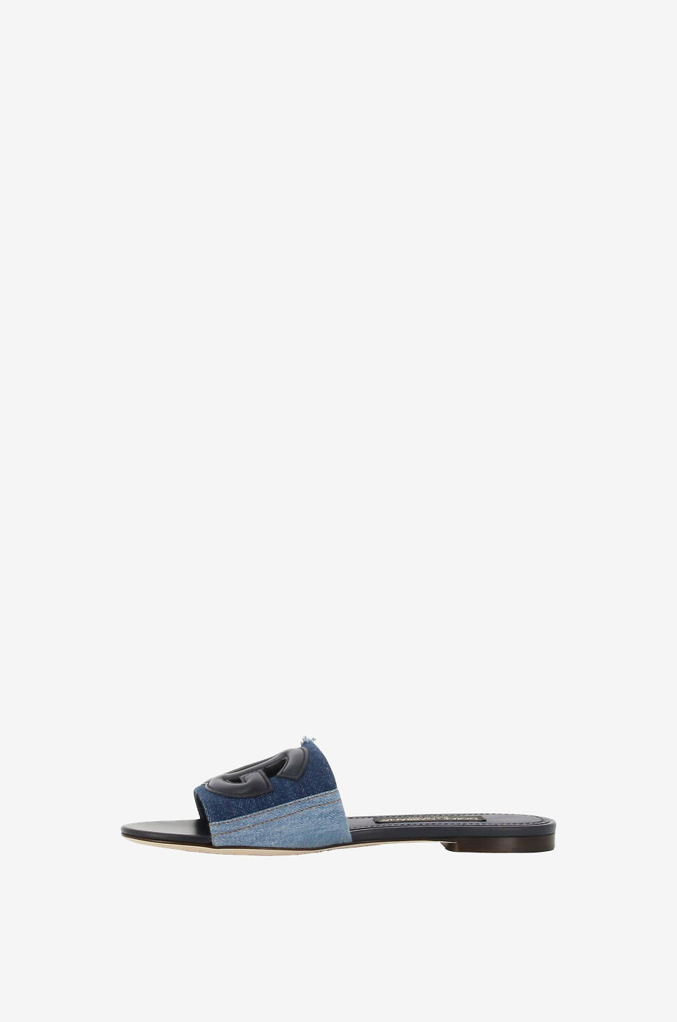 DOLCE & GABBANA Mules plates en denim et cuir Bianca Femme MULTICOLORE 3
