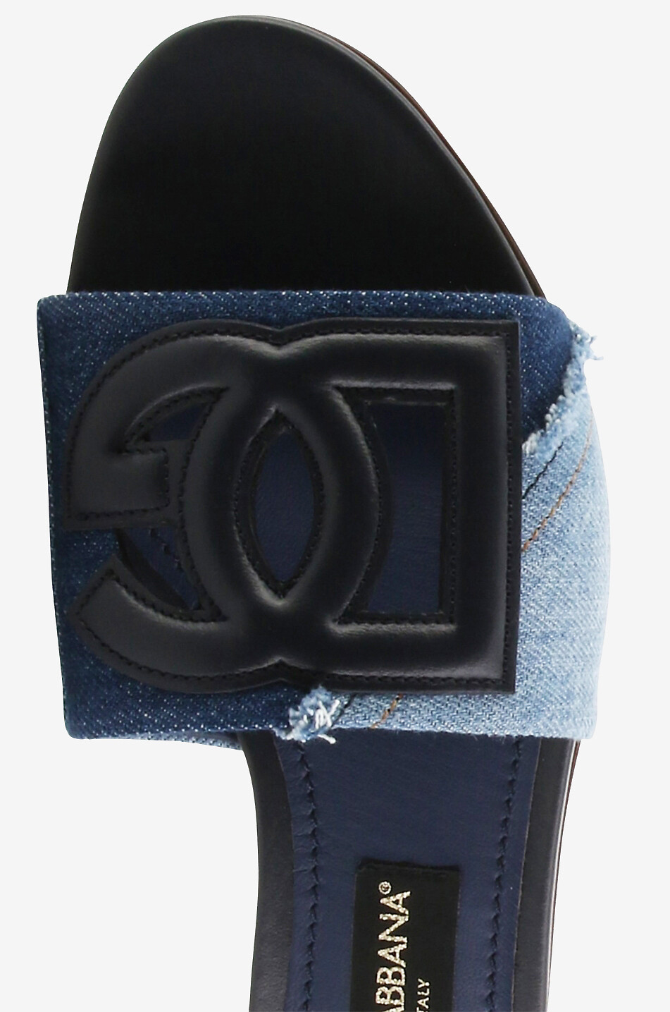 DOLCE & GABBANA Mules plates en denim et cuir Bianca Femme MULTICOLORE 5