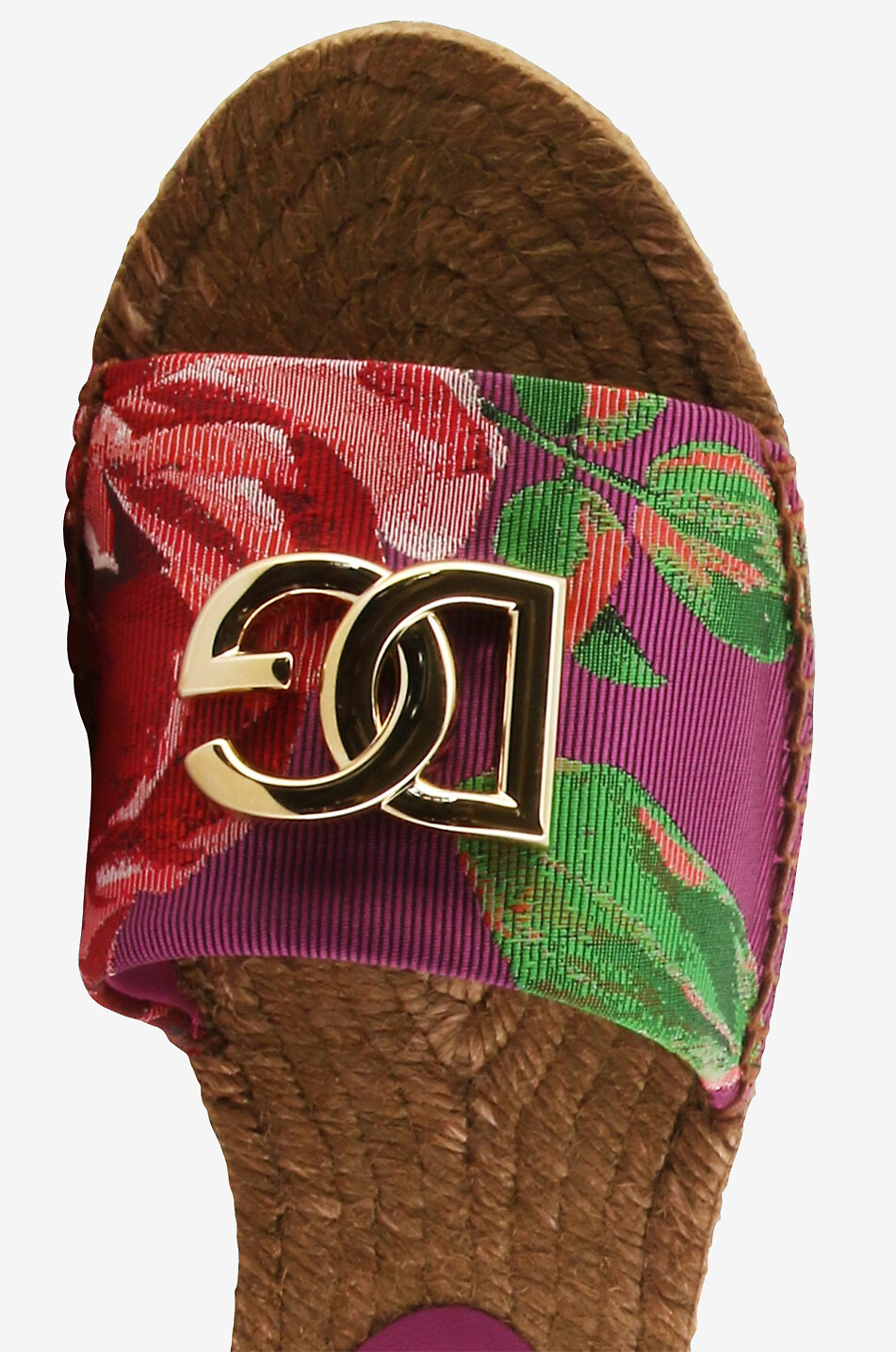 DOLCE & GABBANA Flache Jacquard-Pantoletten mit Rosenmotiv DG Espadrillas Damen ROSA 5