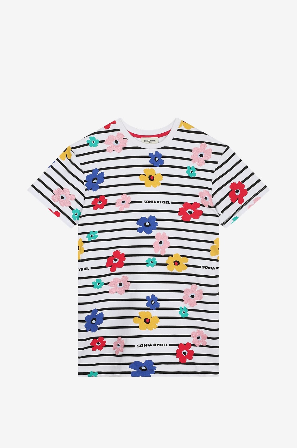 SONIA RYKIEL T-Shirt-Kleid für Mädchen mit Streifen und Blüten Mädchen WEISS 1