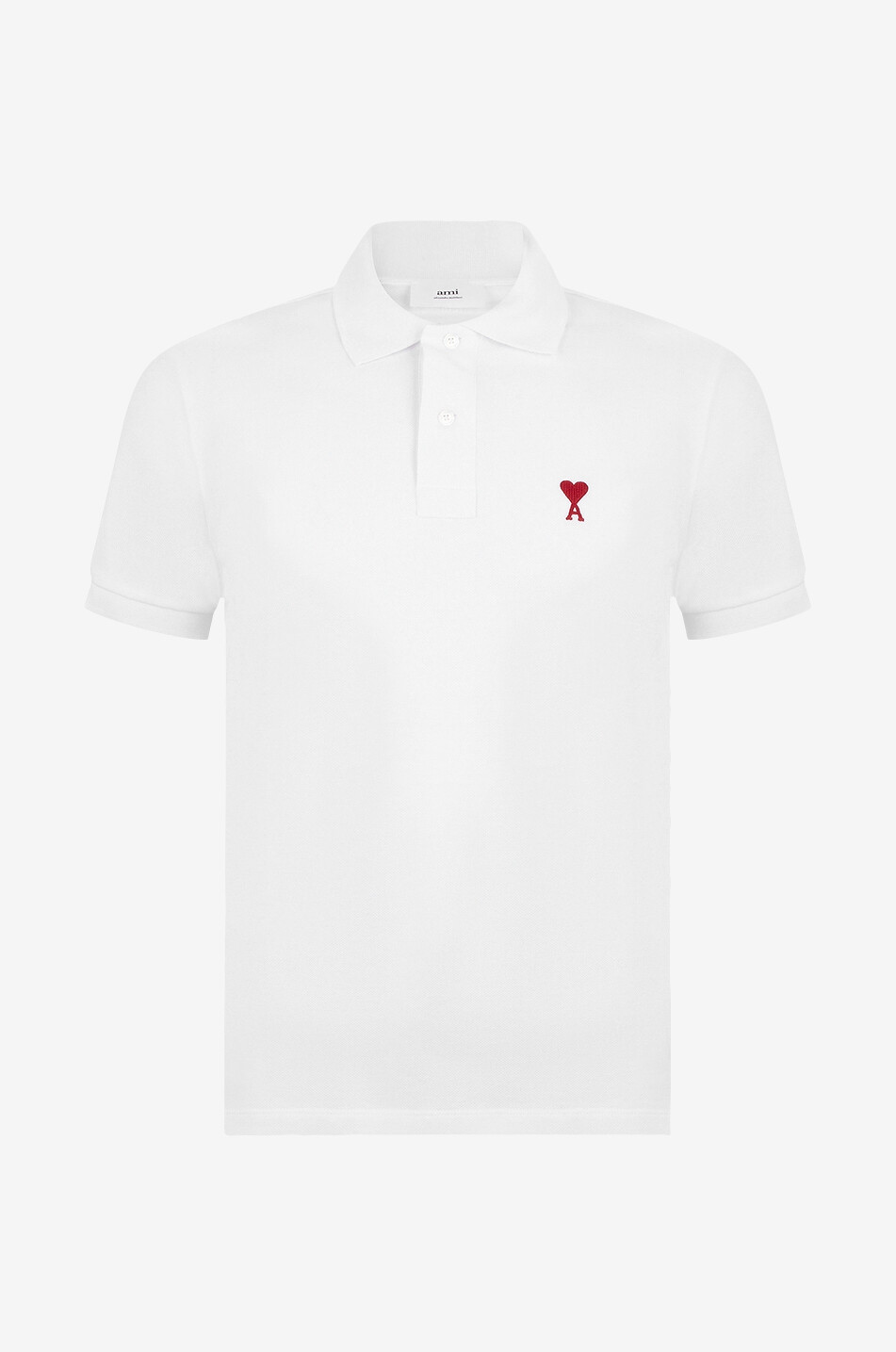 AMI Red Ami de Coeur short-sleeved polo shirt Men WHITE 1