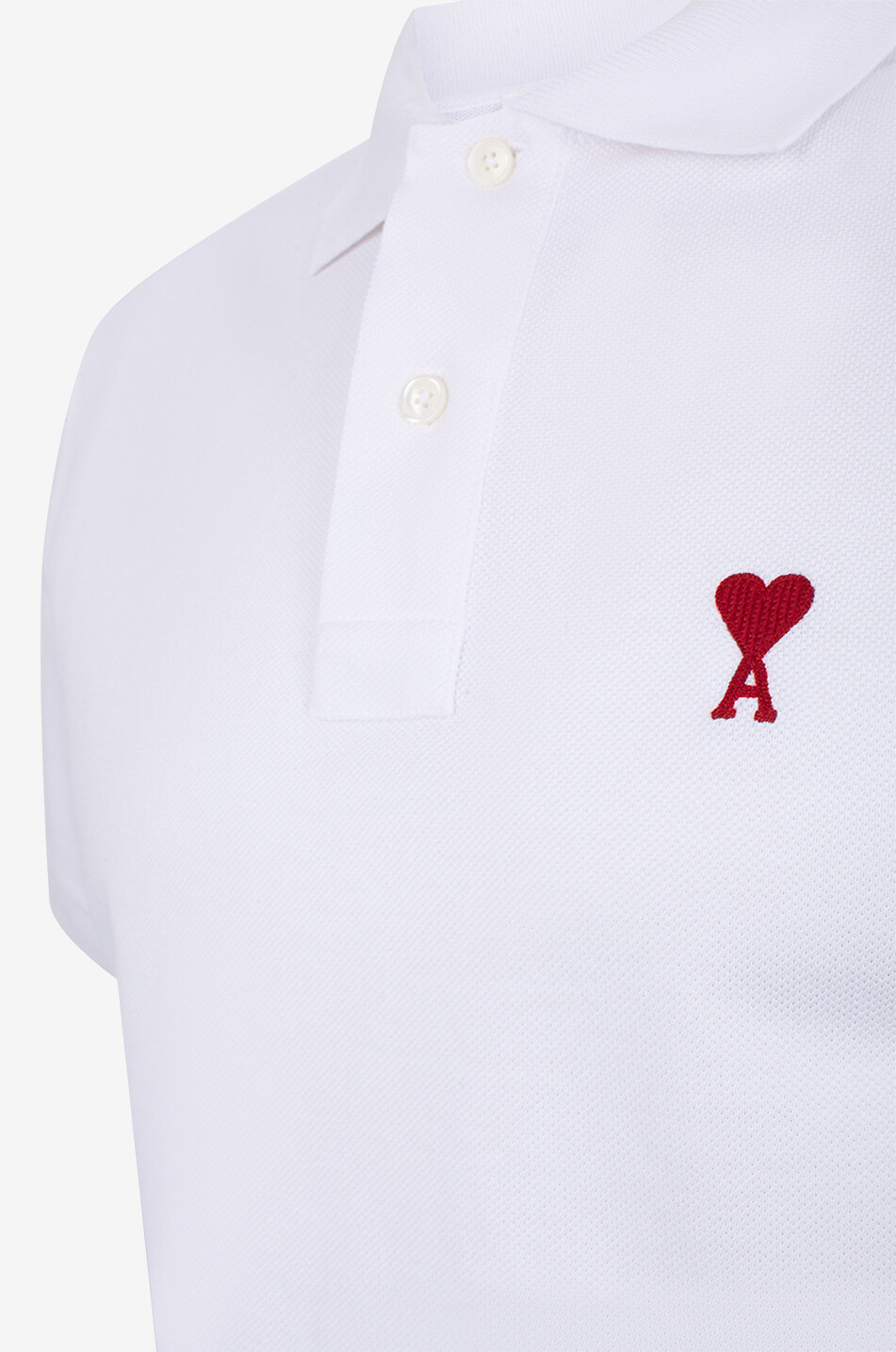 AMI Red Ami de Coeur short-sleeved polo shirt Men WHITE 3