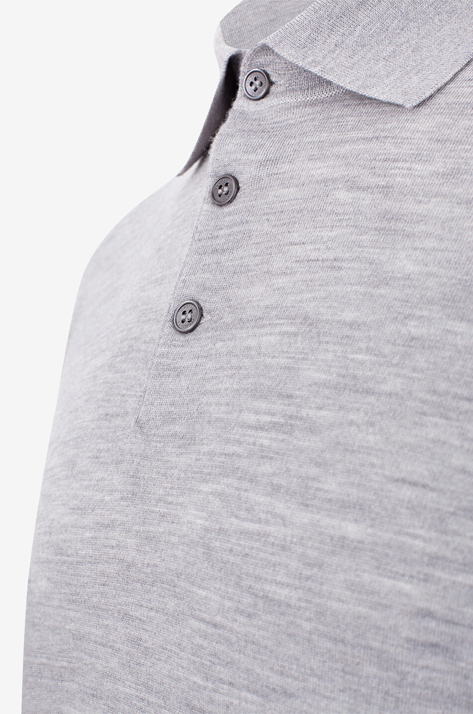 BRUNELLO CUCINELLI Woll- und Kaschmir-Strick-Langarm-Polohemd Herren MITTELGRAU 3