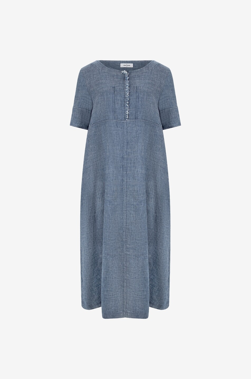 Robe tunique ample midi en coton et lin