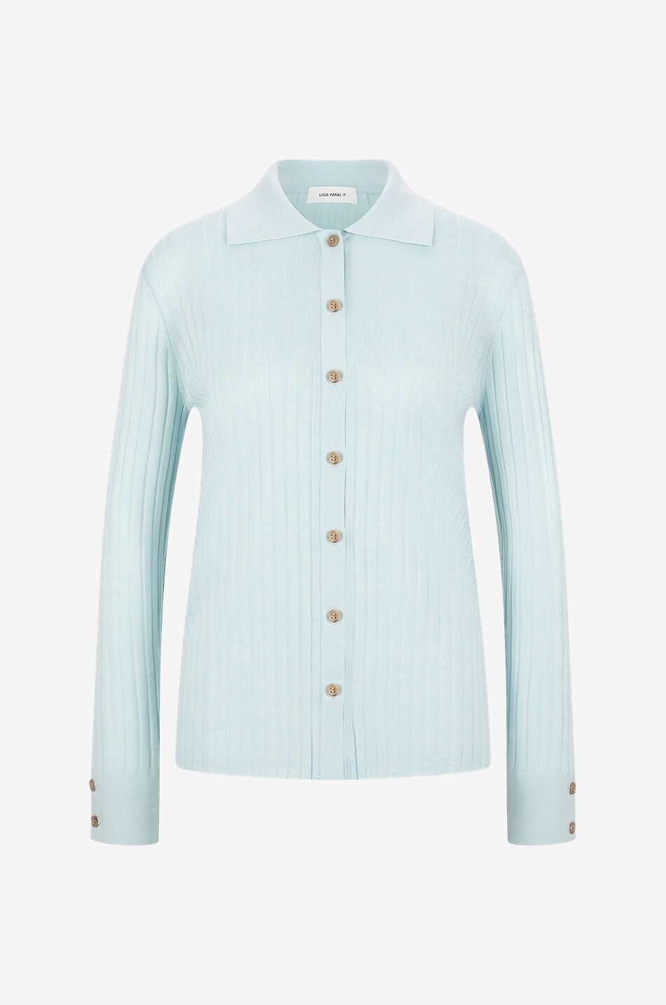 LISA YANG Aria knit cashmere shirt jacket Women LIGHT BLUE 1