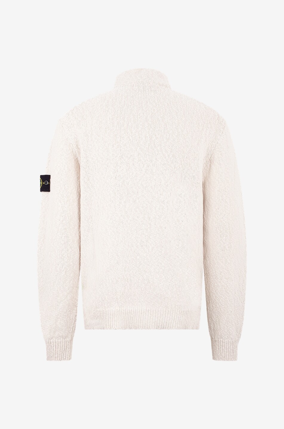 Baumwoll- und Leinenpullover mit Stehkragen und Zip 563B1