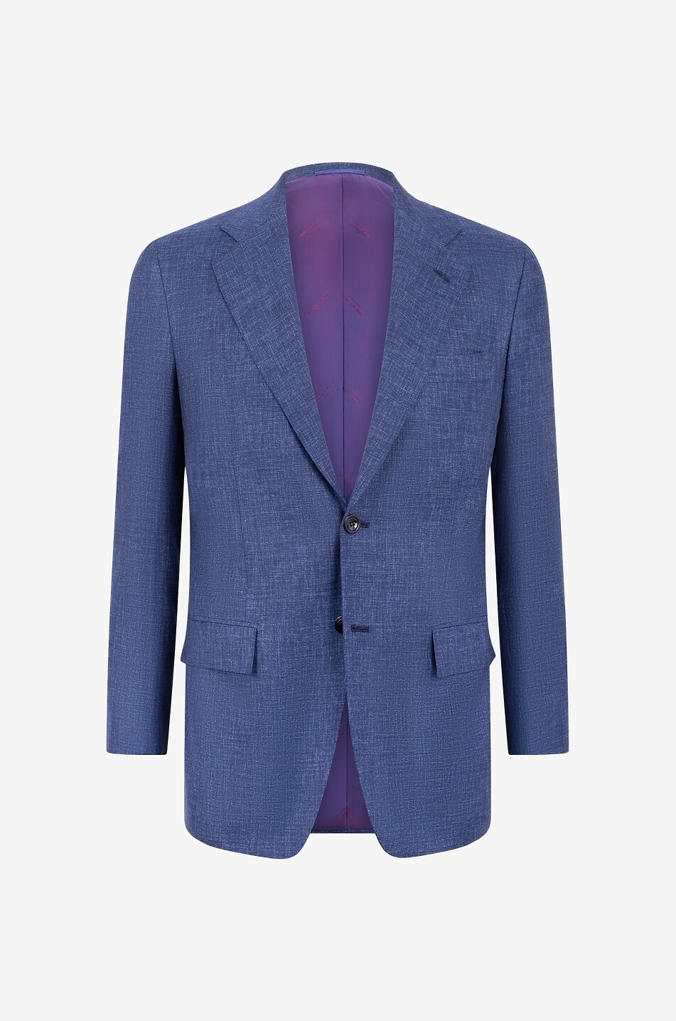 KITON Einreihiger Blazer aus melierter Wolle Herren MITTELBLAU 1