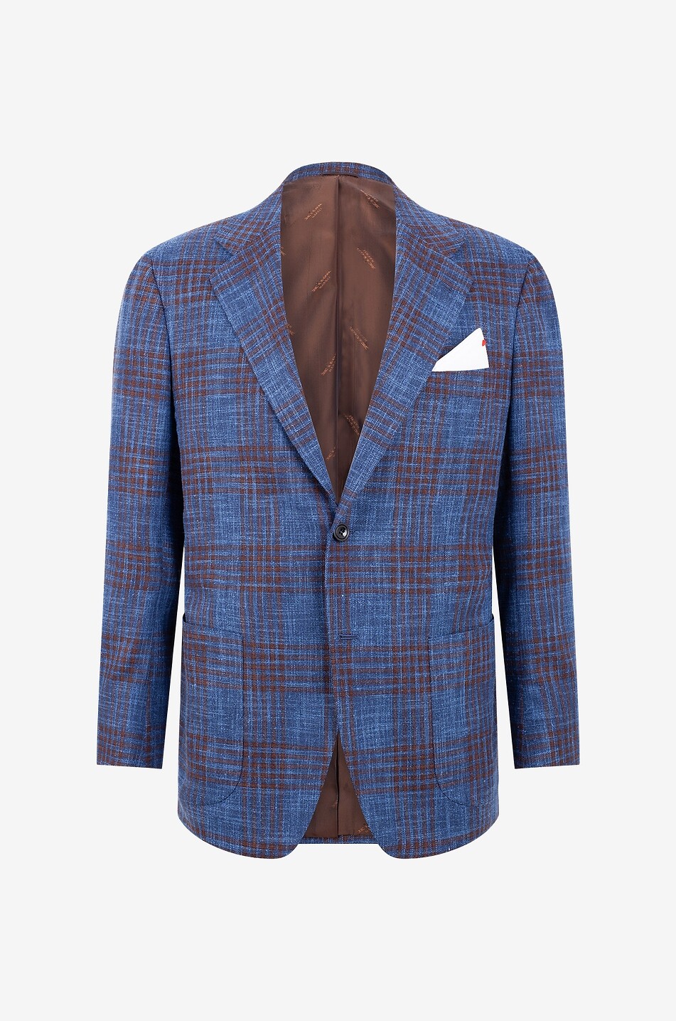 Blazer à carreaux en laine et soie mélangées