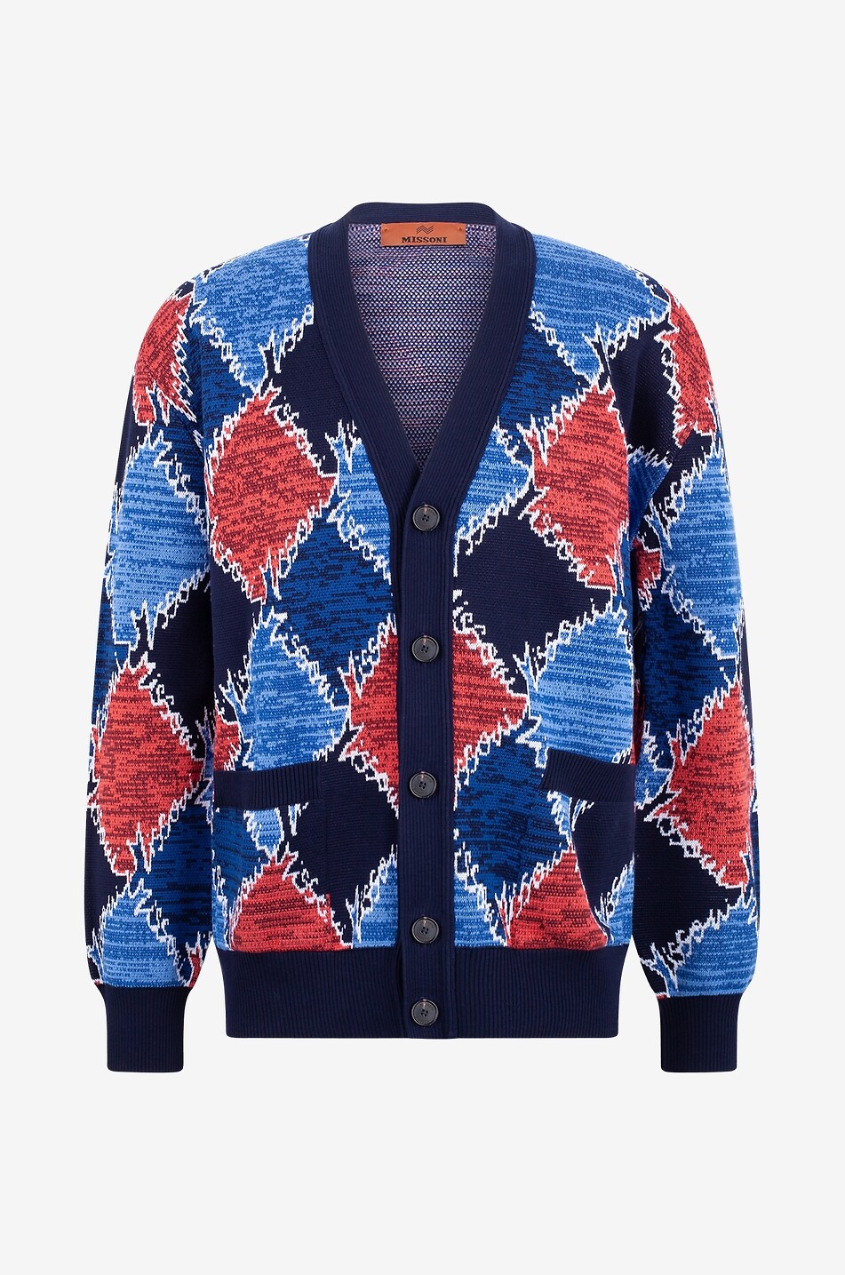 Baumwoll-Jacquard-Cardigan mit Rautenmotiven