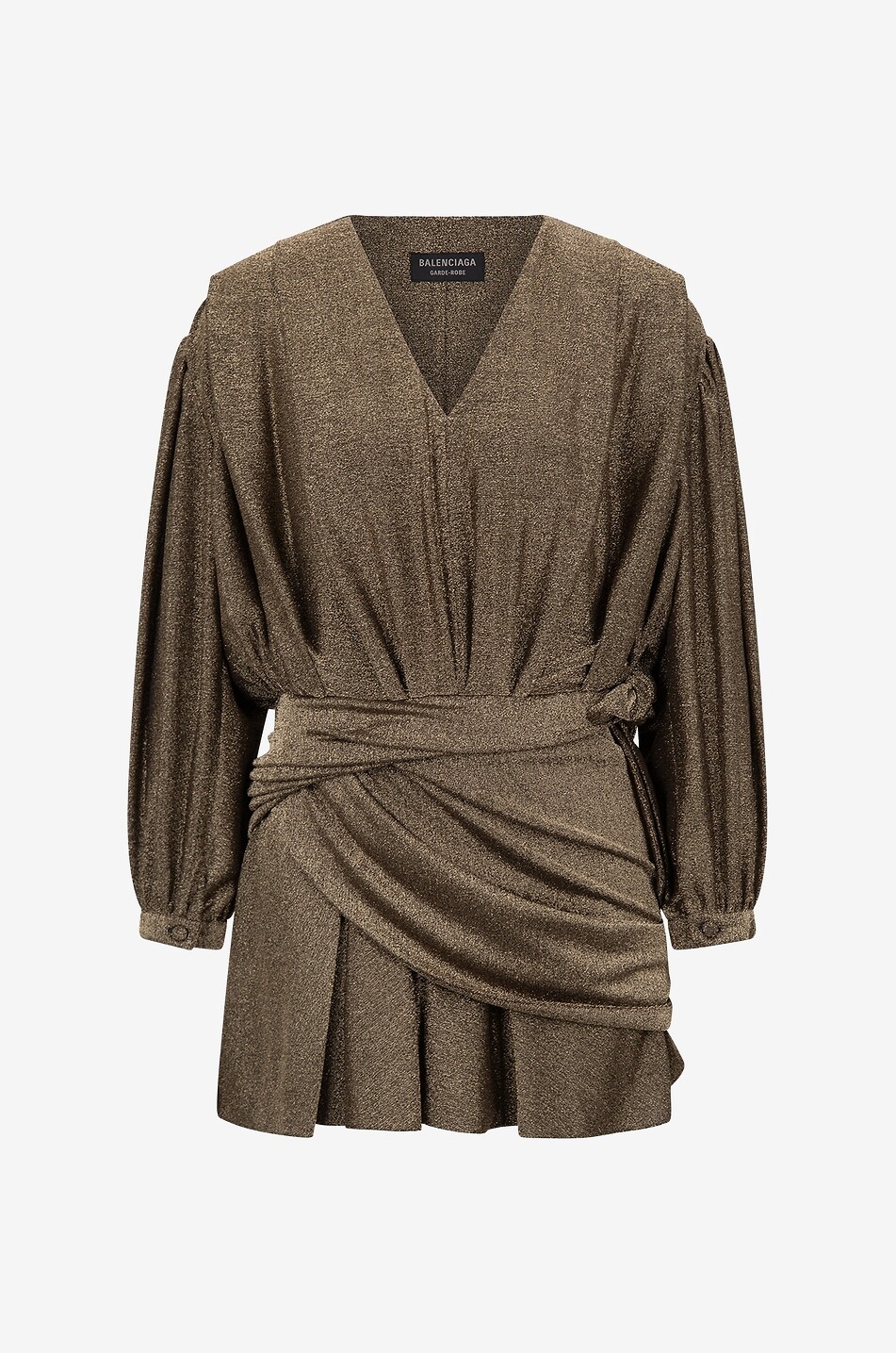 Draped mini dress in lurex with V neck BALENCIAGA Bongenie Outlet