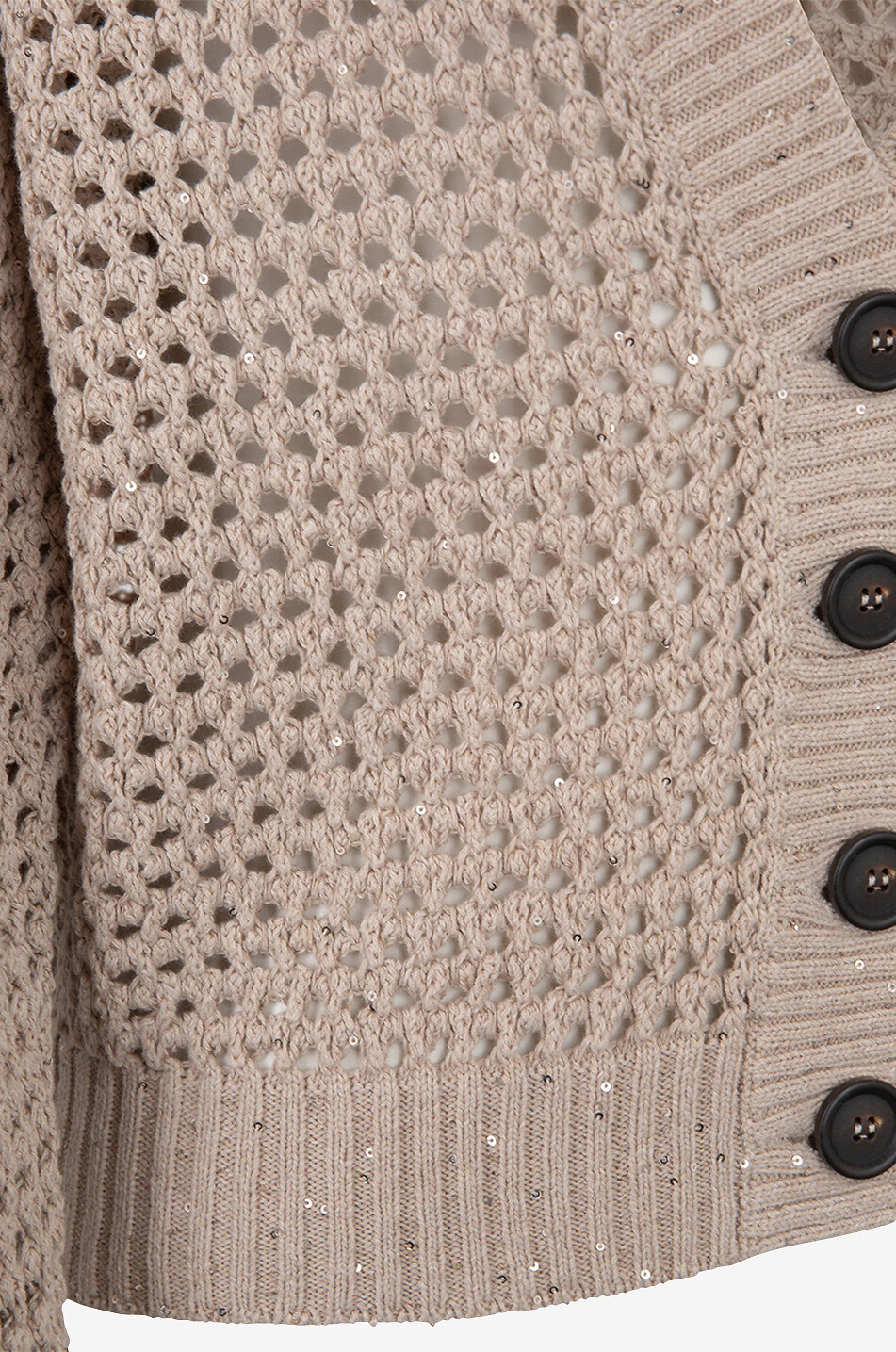 BRUNELLO CUCINELLI Dazzling Net short cotton cardigan Women CAMEL 3