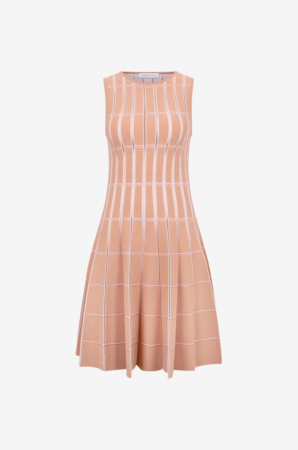 Kurzes ausgestelltes Strickkleid mit Quadratmotiv Maria Mulas