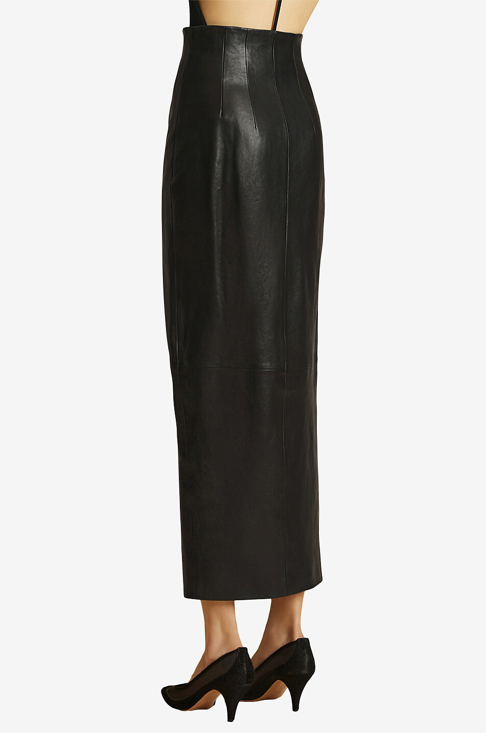 KHAITE Jupe longue ajustée en cuir The Ruddy Femme NOIR 4