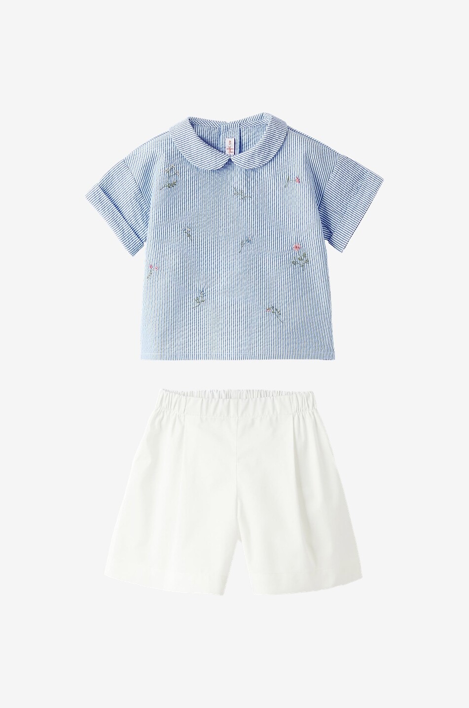 Baby-Set Shorts und gestreiftes besticktes Hemd