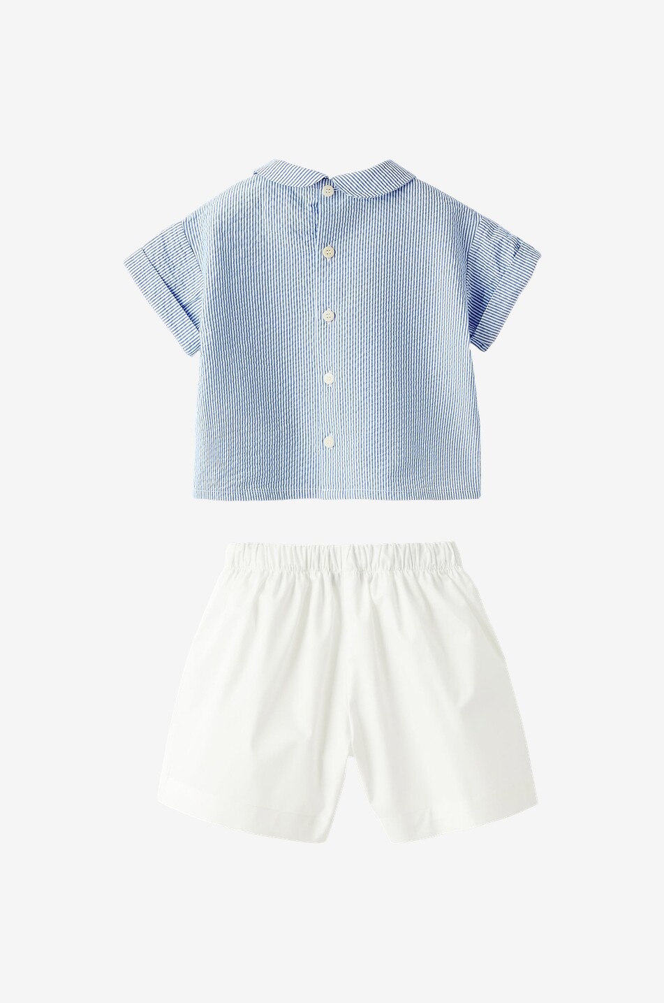 Shorts and striped embroidered shirt baby set