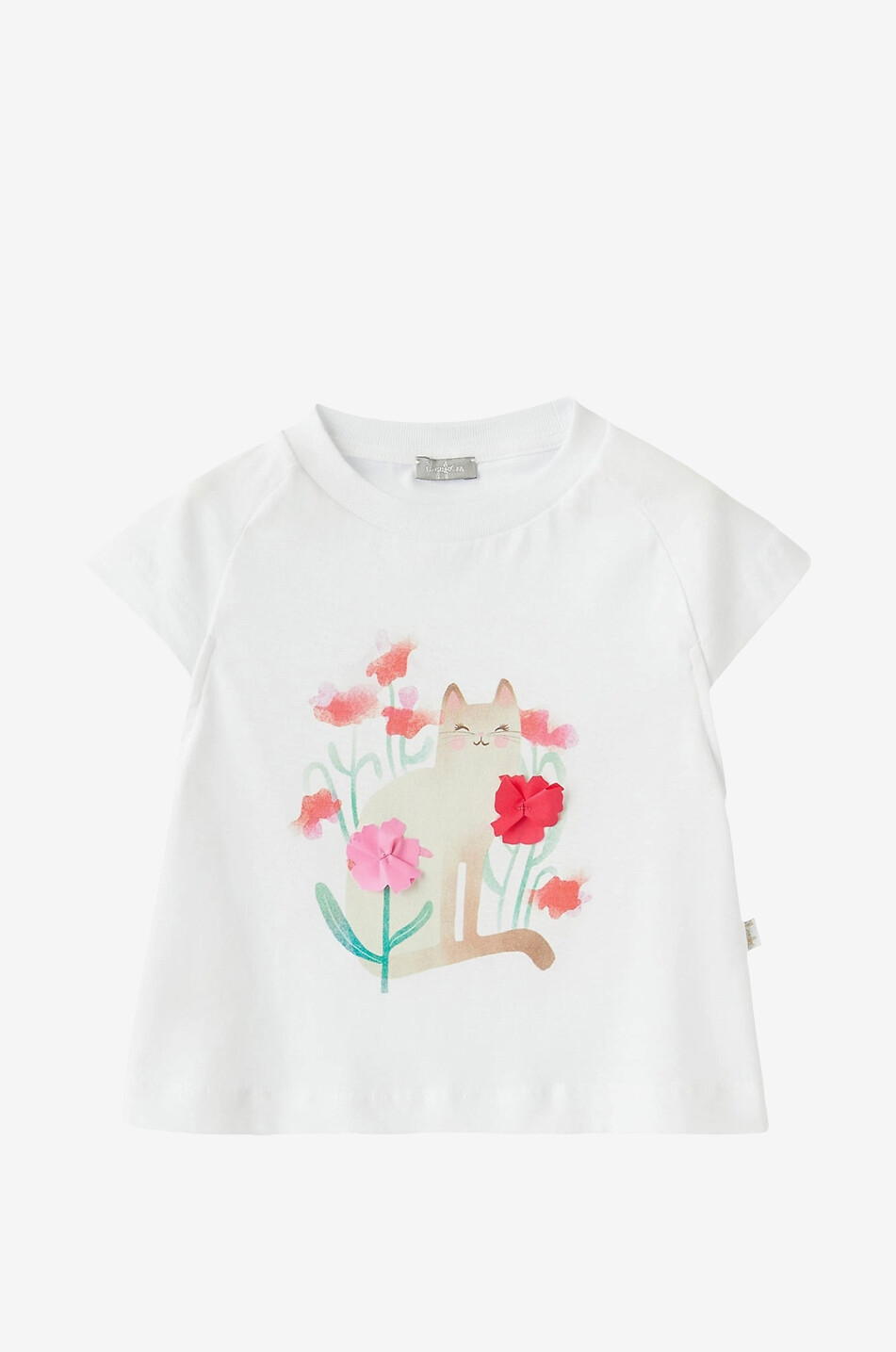T-shirt à manches courtes en coton pour fille Chat au Jardin