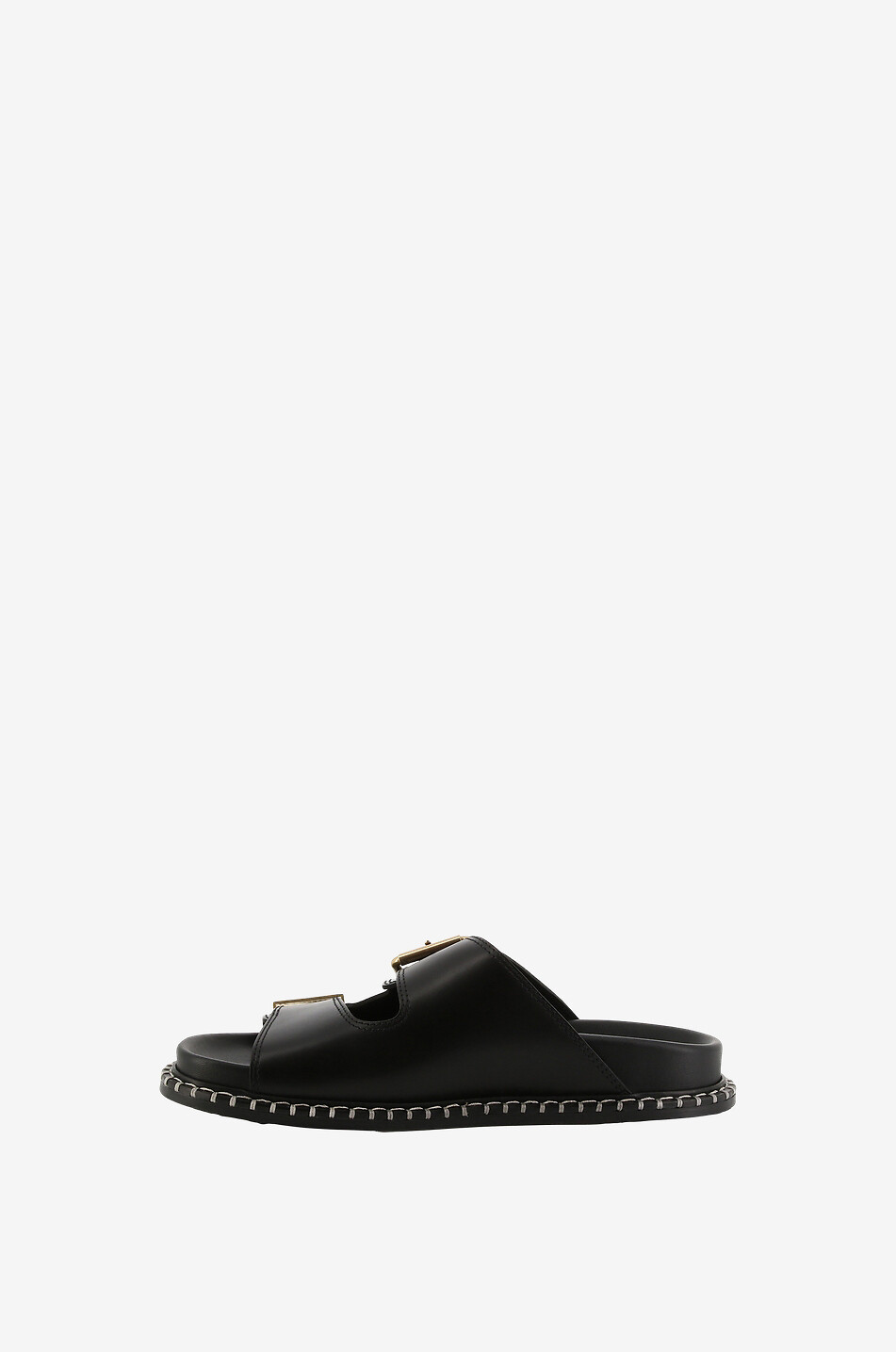Mules plates en cuir lisse Rebecca