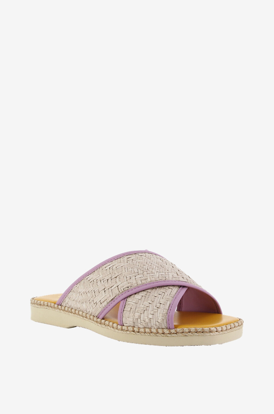 Mules plates en raphia et cuir H660