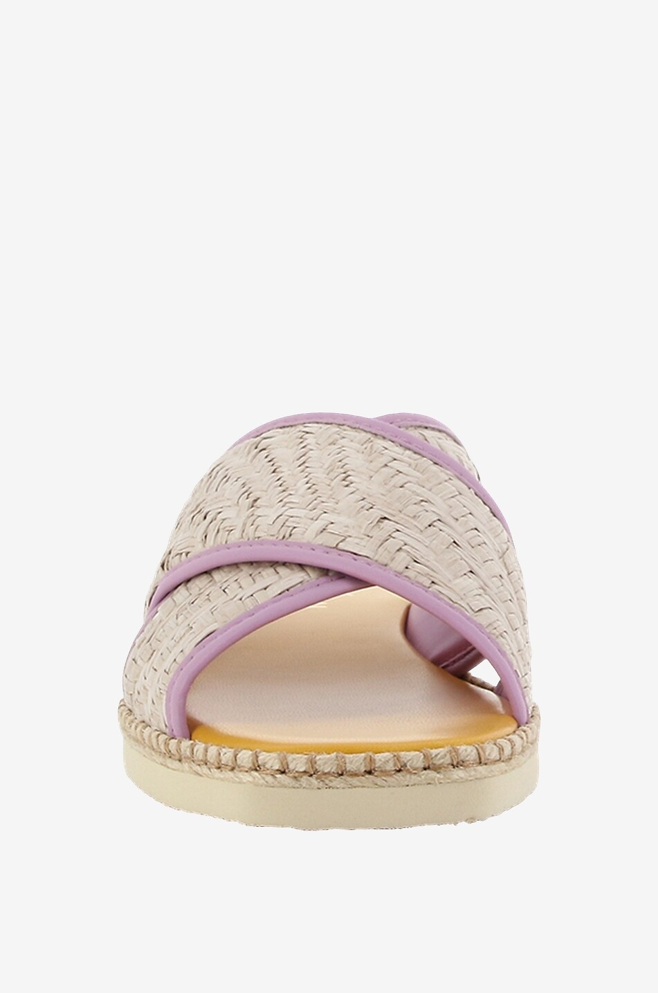 Mules plates en raphia et cuir H660