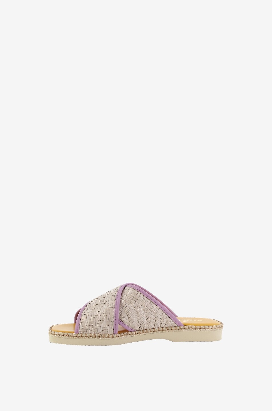 H660 flat raffia and leather mules