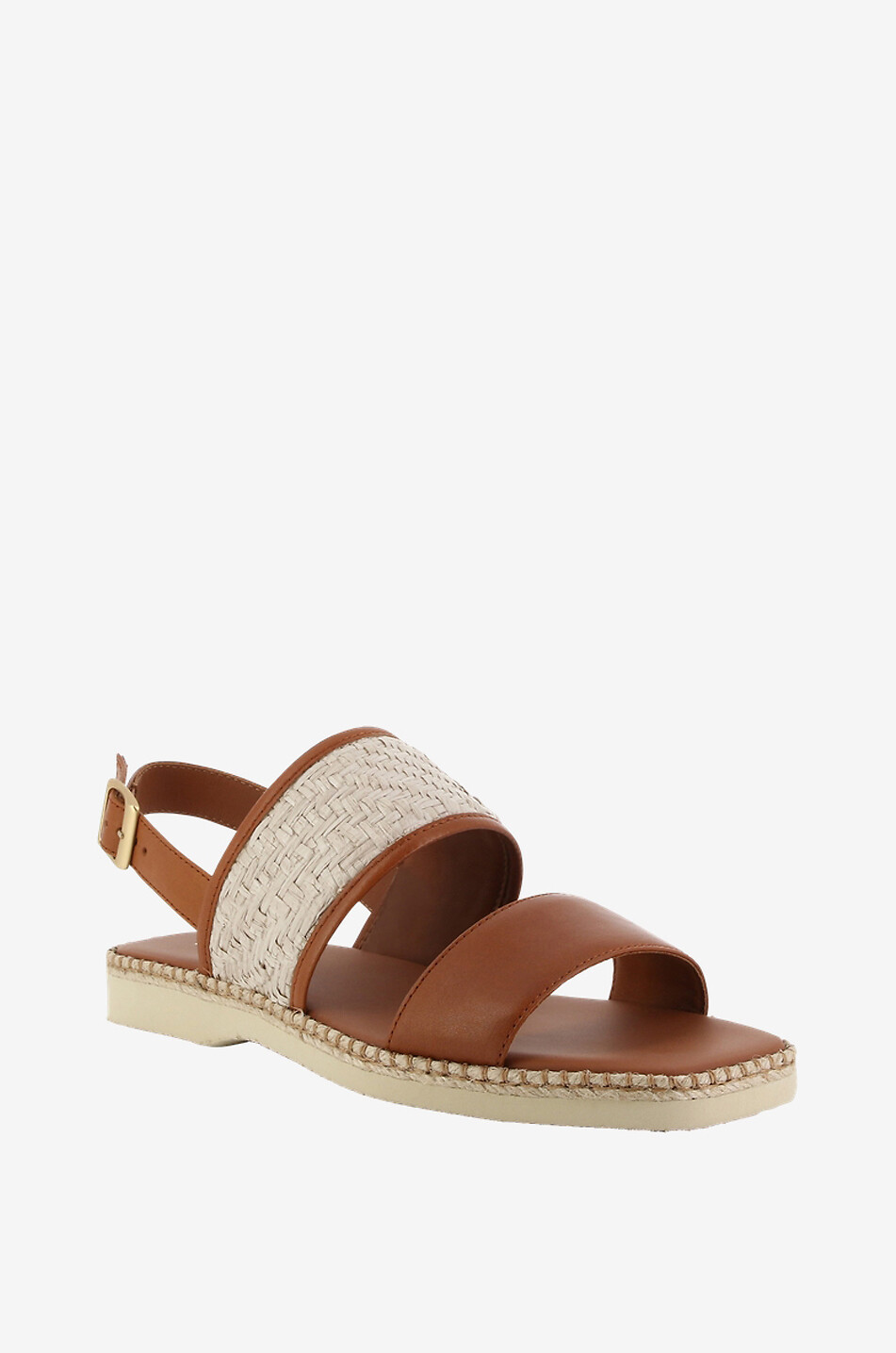 Sandales plates en raphia et cuir H660