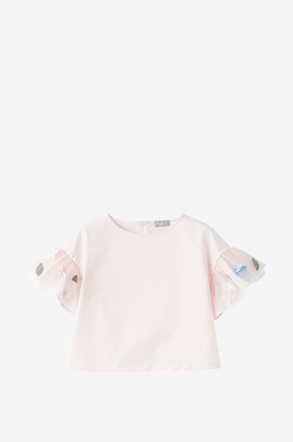 Top fille à manches en tulle fleuri