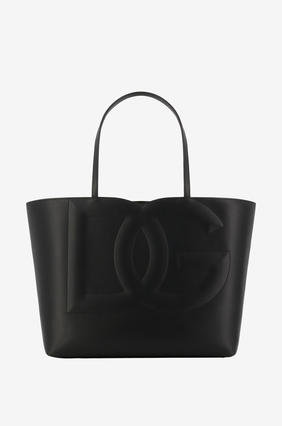 DOLCE & GABBANA Sac cabas en cuir lisse DG Logo Medium Femme NOIR 1