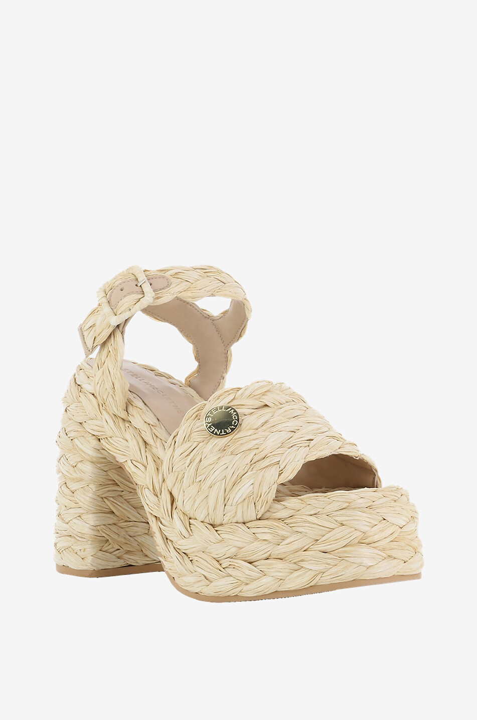 STELLA McCARTNEY Sandales à plateau et talon en raphia Skyla Frencilla 80 Femme BEIGE 1