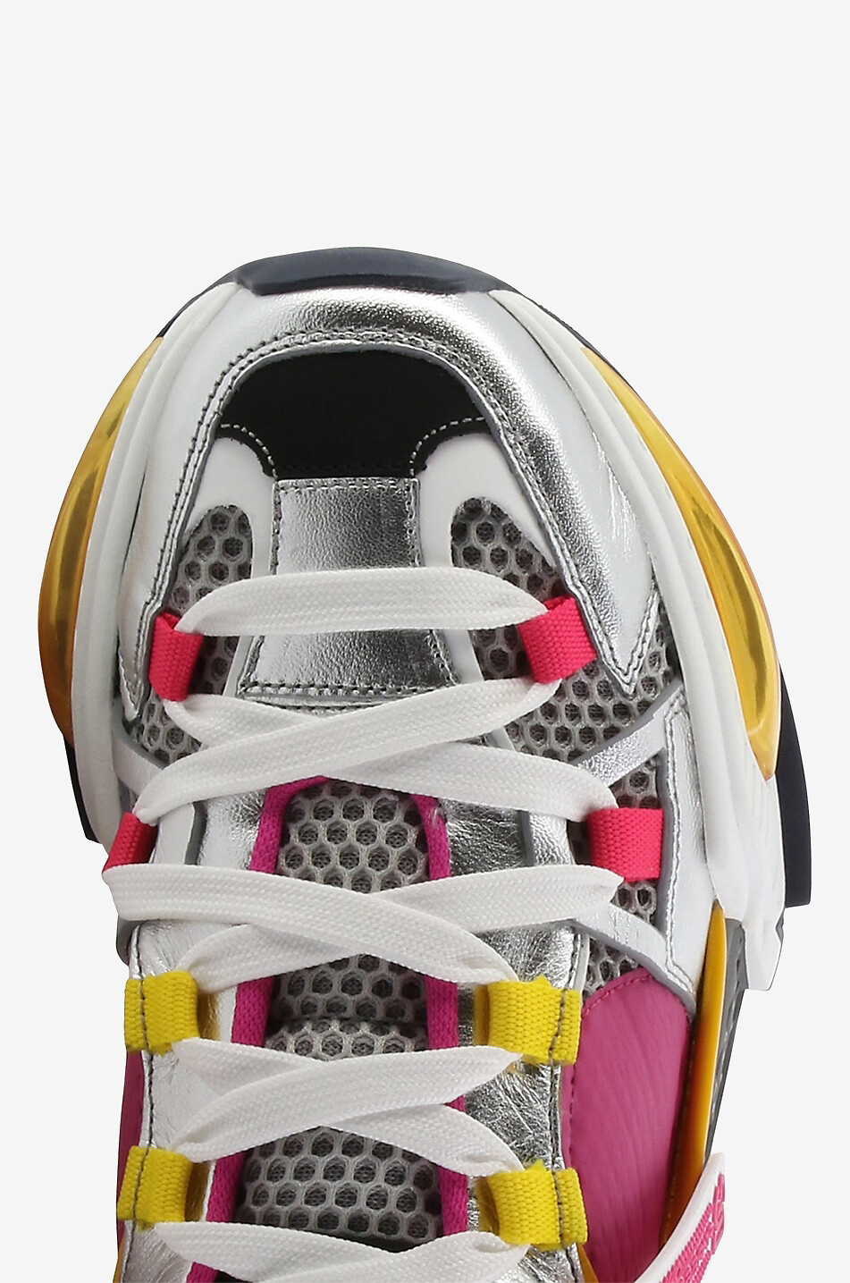 Baskets multi-matière ornées de cuir argenté Airmaster