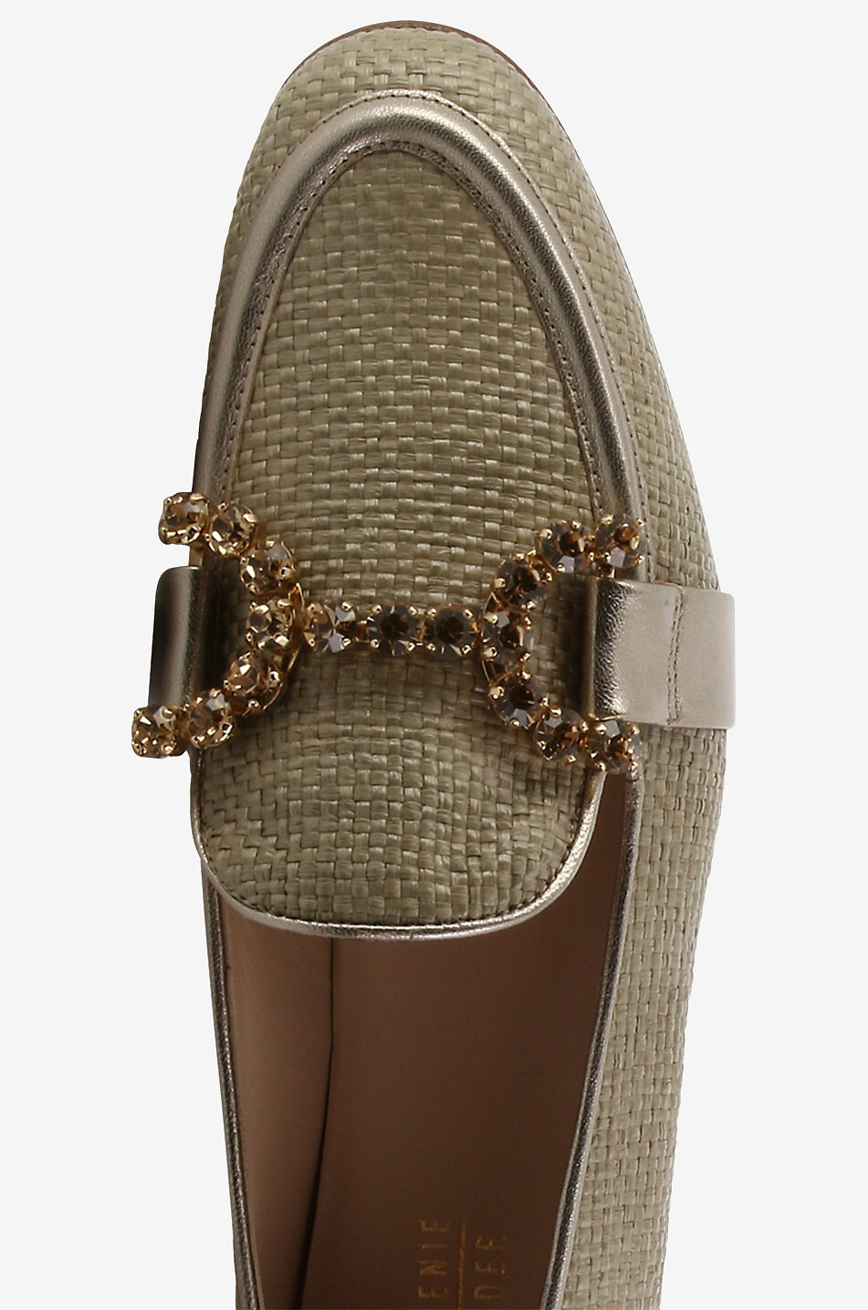 BONGENIE Bast-Mokassins mit Metallic-Leder und Kristallen Joys 15 Damen BEIGE 5