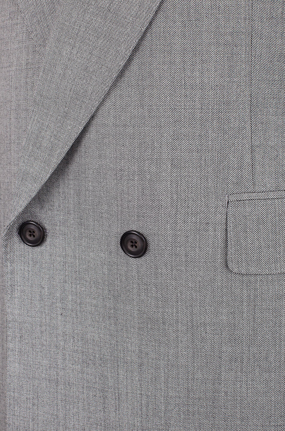 Grau melierter zweireihiger Wollblazer