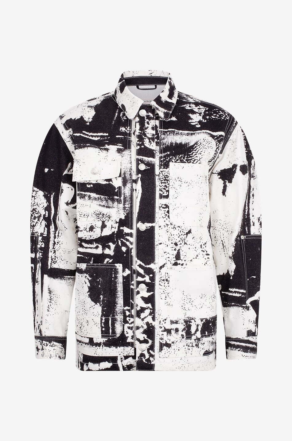 Fold printed denim shirt jacket