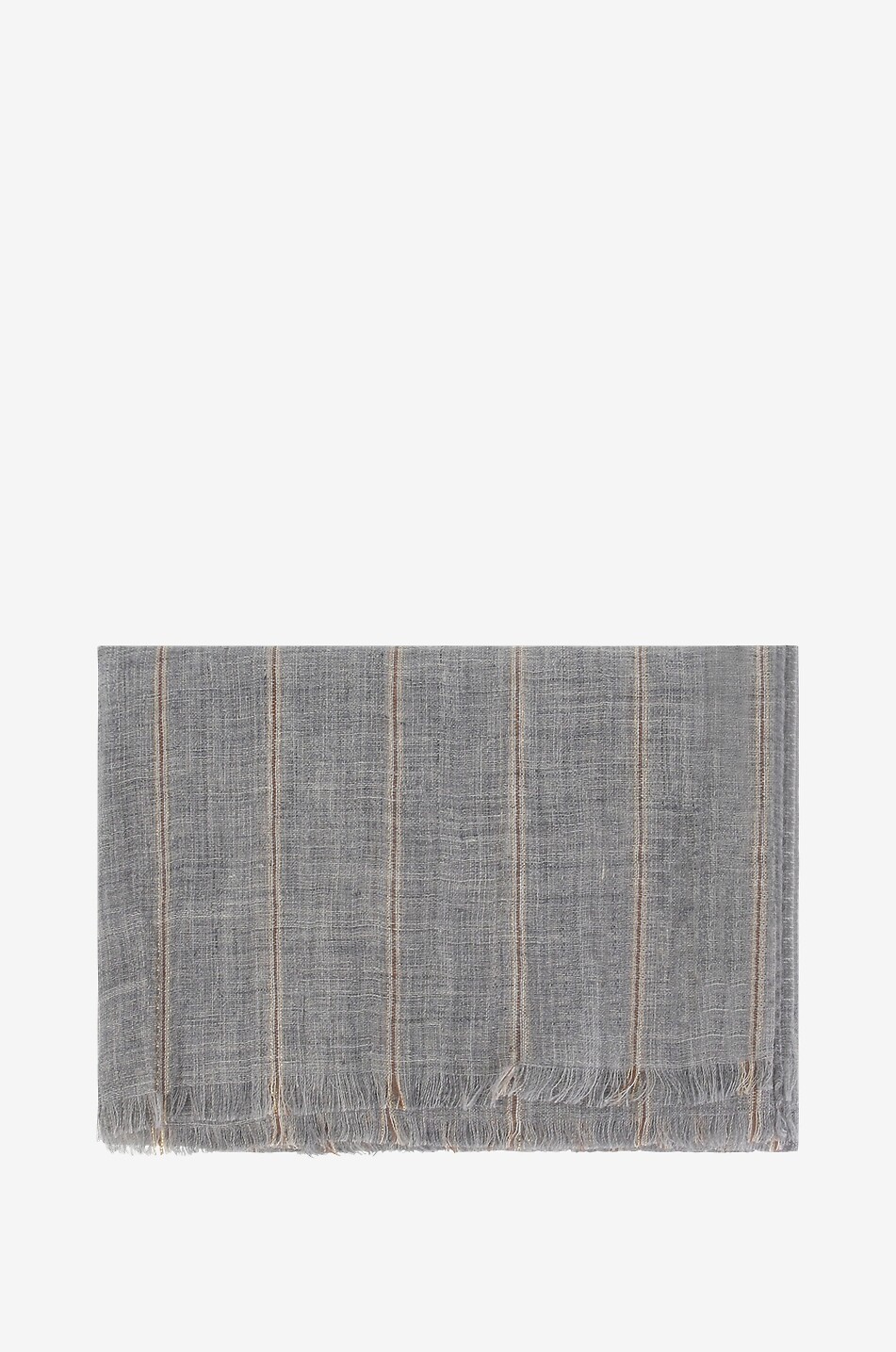 BRUNELLO CUCINELLI Écharpe tissée en lin Sparkling Regimental Stripe Femme GRIS 1