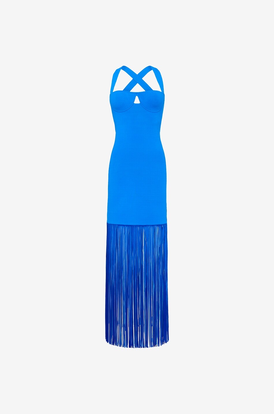 GALVAN LONDON Mia fringed knit sheath dress Women MEDIUM BLUE 1
