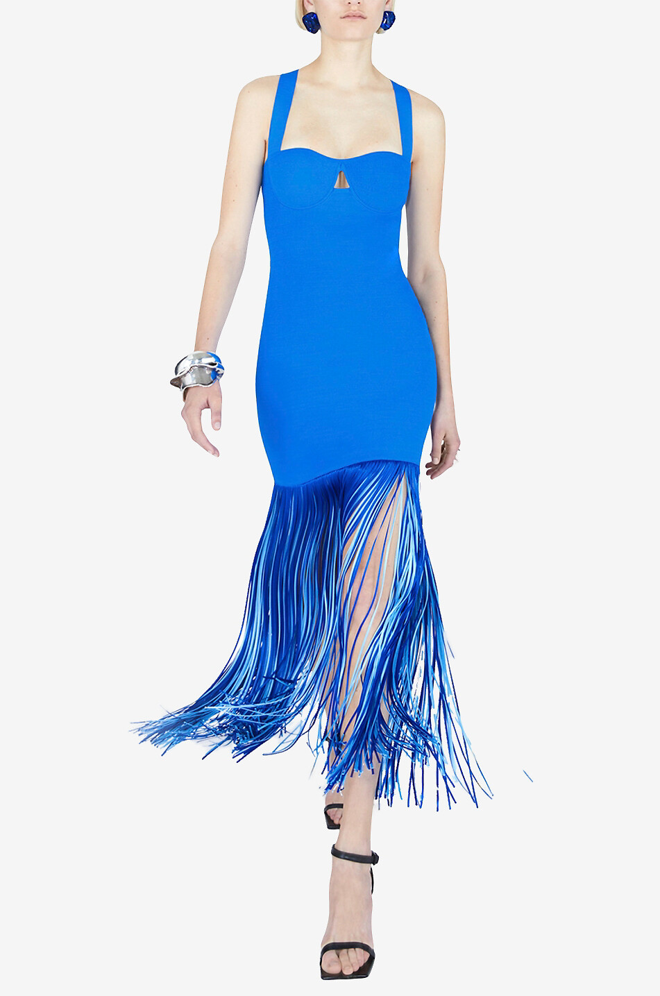 GALVAN LONDON Mia fringed knit sheath dress Women MEDIUM BLUE 2