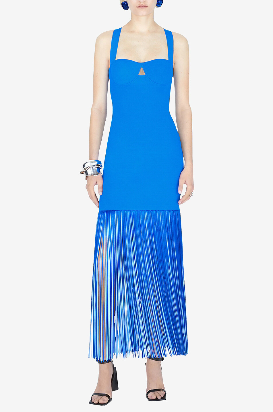 GALVAN LONDON Mia fringed knit sheath dress Women MEDIUM BLUE 3