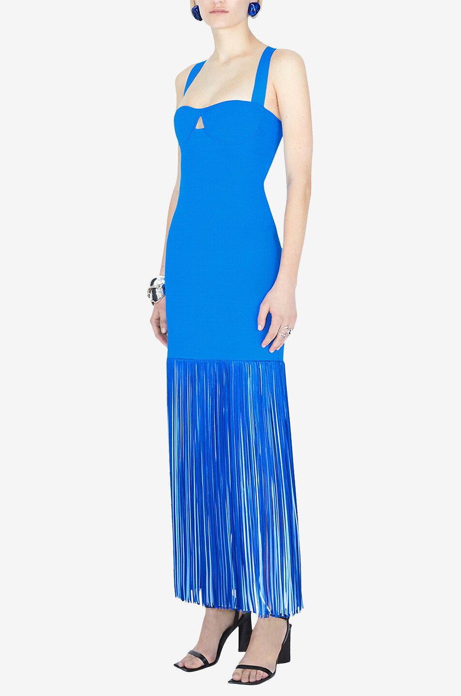 GALVAN LONDON Mia fringed knit sheath dress Women MEDIUM BLUE 4
