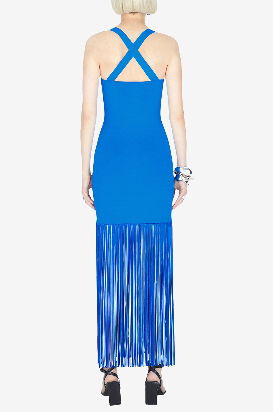 GALVAN LONDON Mia fringed knit sheath dress Women MEDIUM BLUE 5