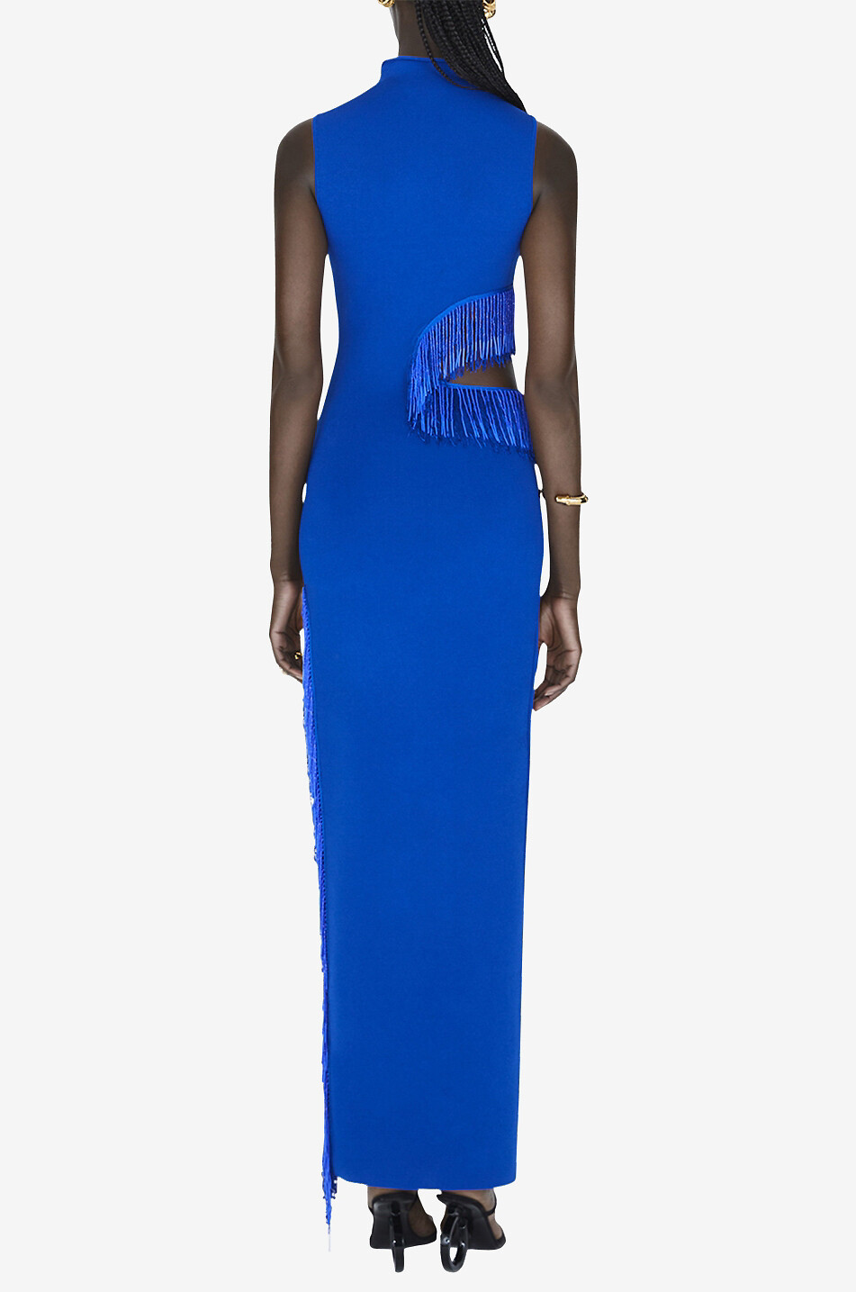 GALVAN LONDON Robe fourreau longue en maille Beaded Nova Femme BLEU MOYEN 5