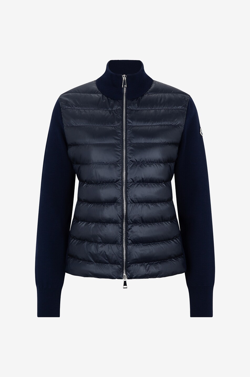 Cardigan ajusté zippé en laine et parties doudoune