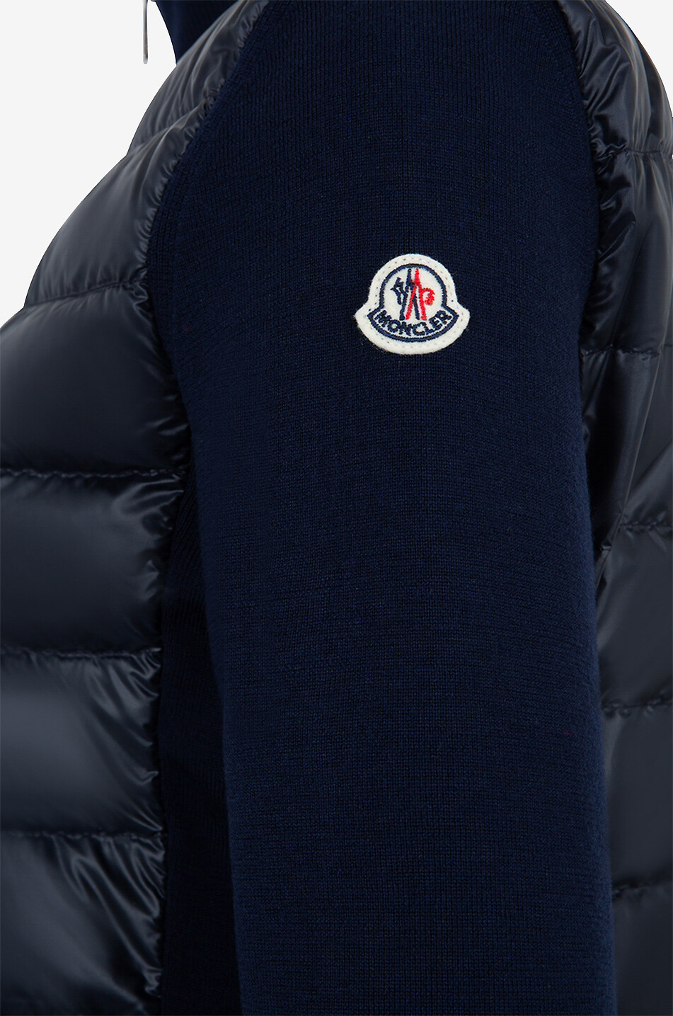 MONCLER Cardigan ajusté zippé en laine et parties doudoune Femme BLEU FONCE 3