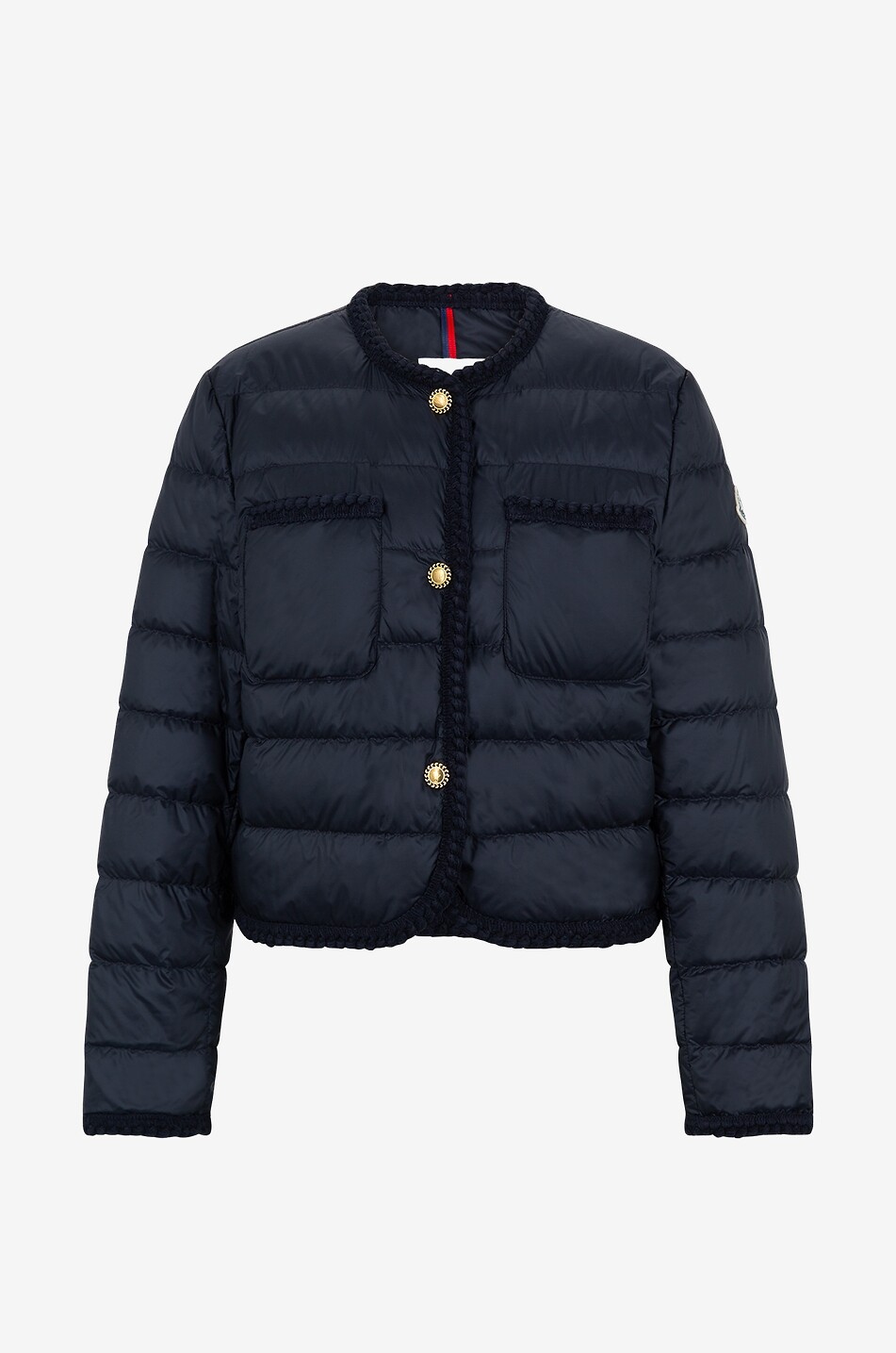 Kurze leichte Daunenjacke mit Borten Aristeo