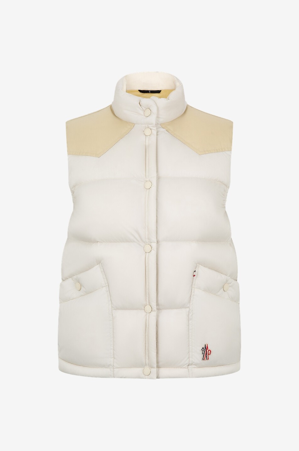 Sorapis bi-material sleeveless down jacket