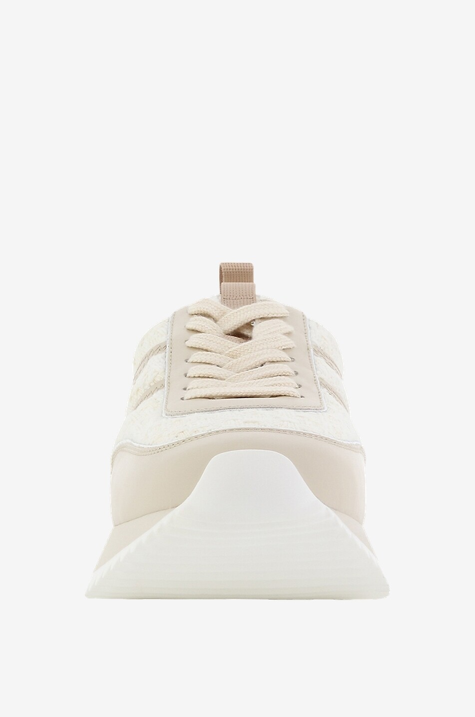 MONCLER Pacey low-top tweed and leather sneakers Women EGGSHELL 2