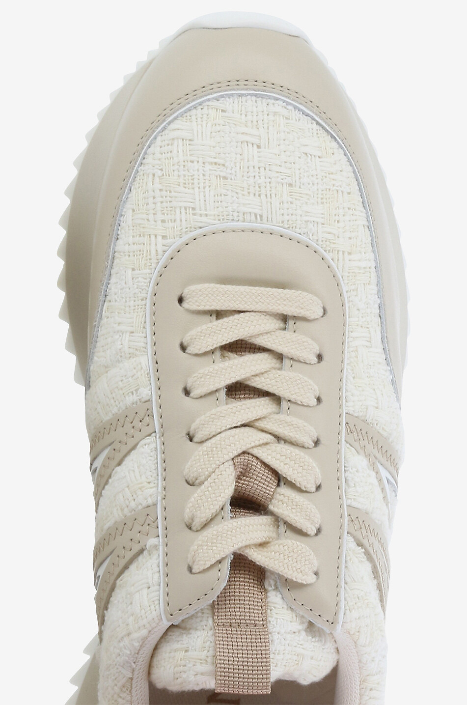 MONCLER Pacey low-top tweed and leather sneakers Women EGGSHELL 5