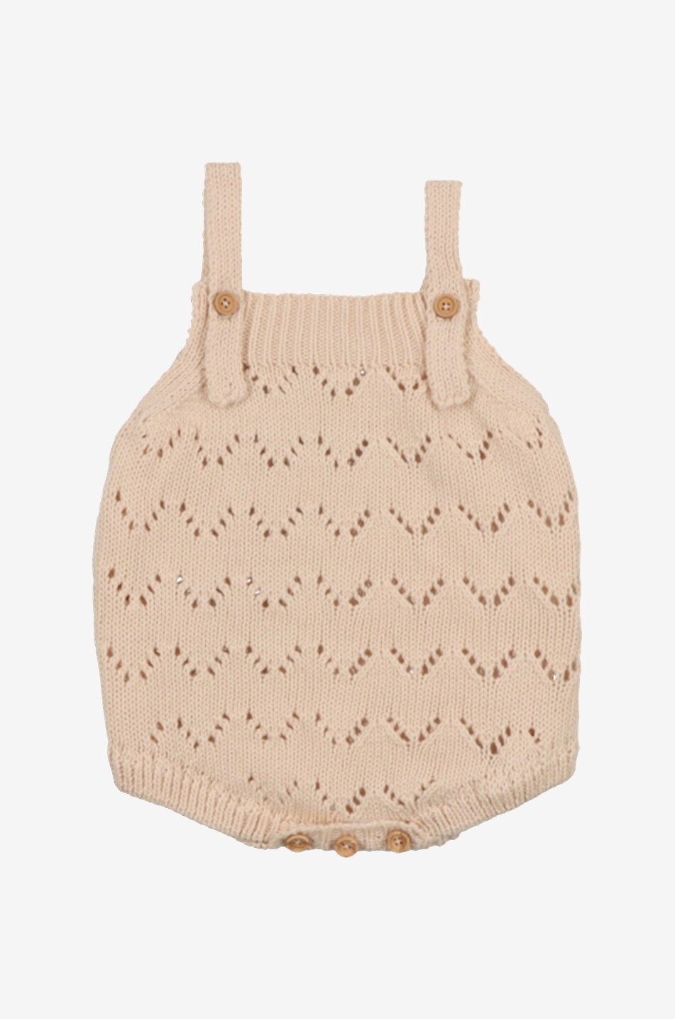 THE NEW SOCIETY Barboteuse bébé en maille ajourée Franklin Bébé Beige clair 1