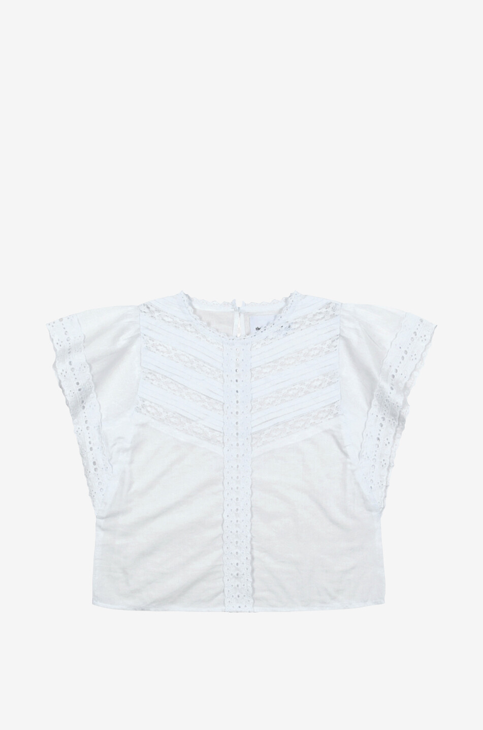 Downey girl's lace-adorned short-sleeved blouse